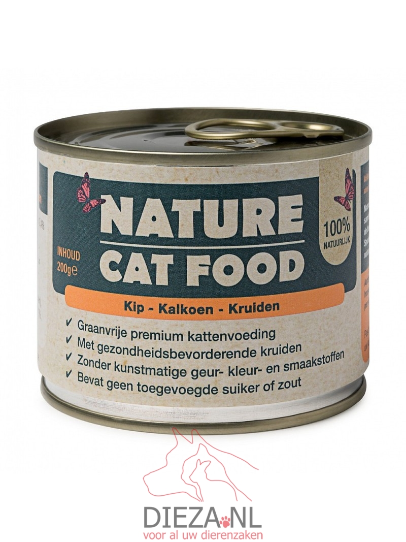 Nature cat food blik kip, kalkoen & kruiden 200gr