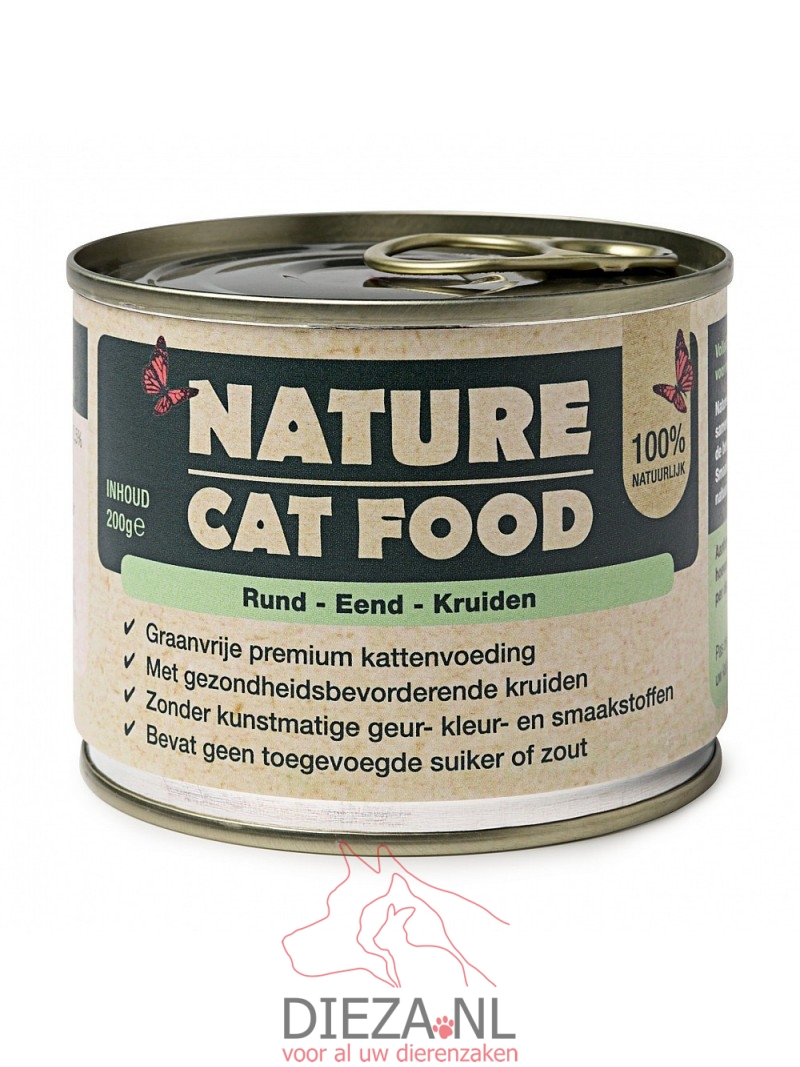 Nature cat food blik rund, eend & kruiden 200gram