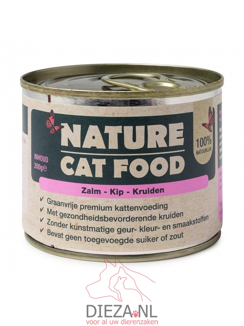 Nature cat food blik zalm, kip & kruiden 200gram