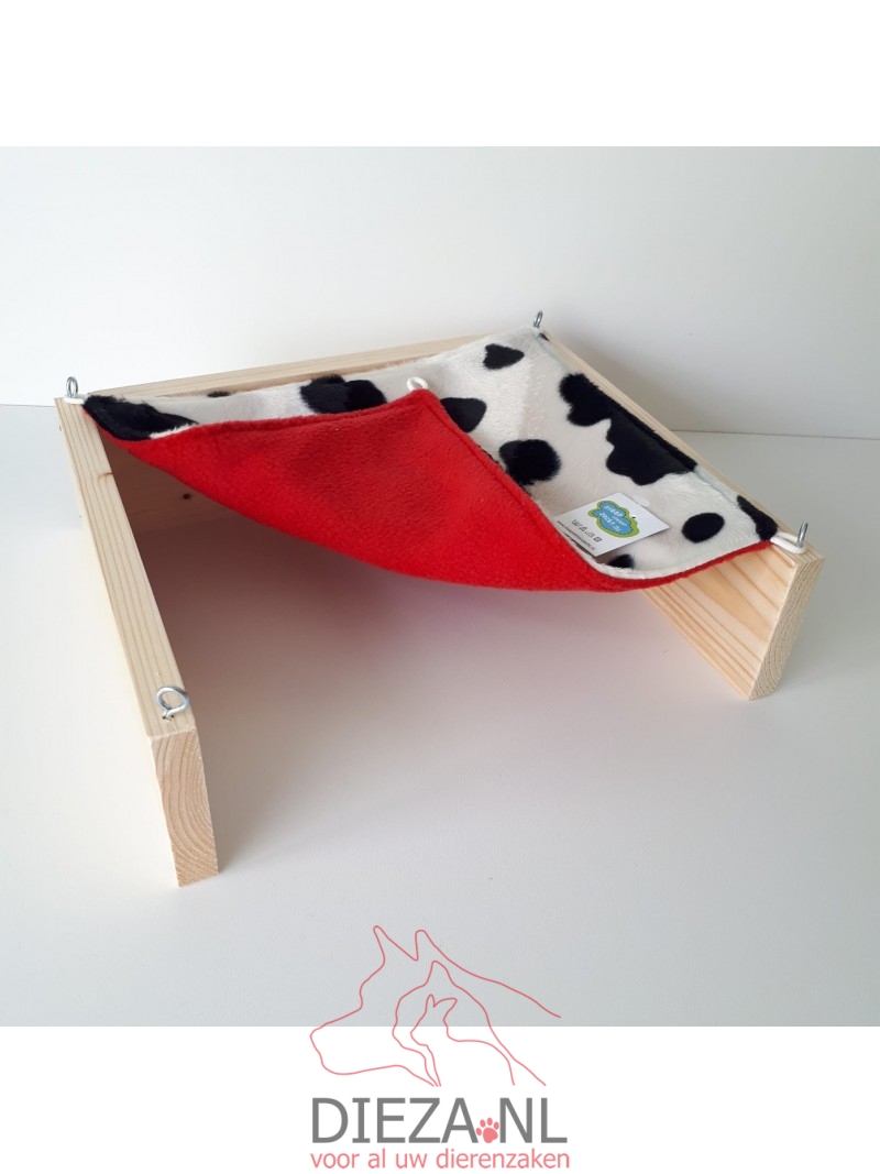 Slaaplekkerzacht hangmat 27x29cm koe rood