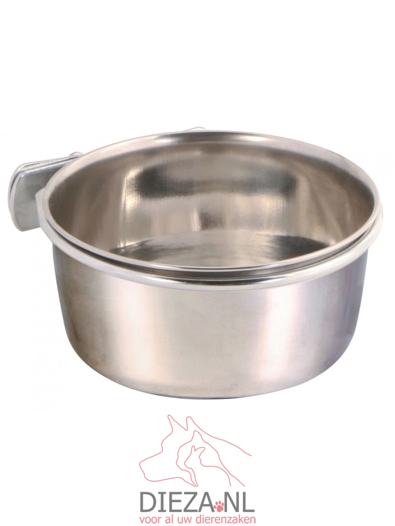 Trixie rvs voer/waterbak met schroef 300ml 9cm