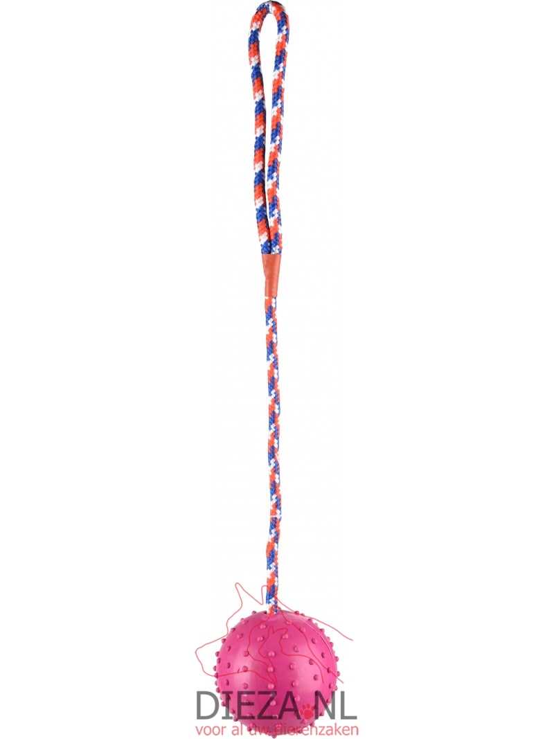 Flamingo rubber bal met bel en koord 7cm