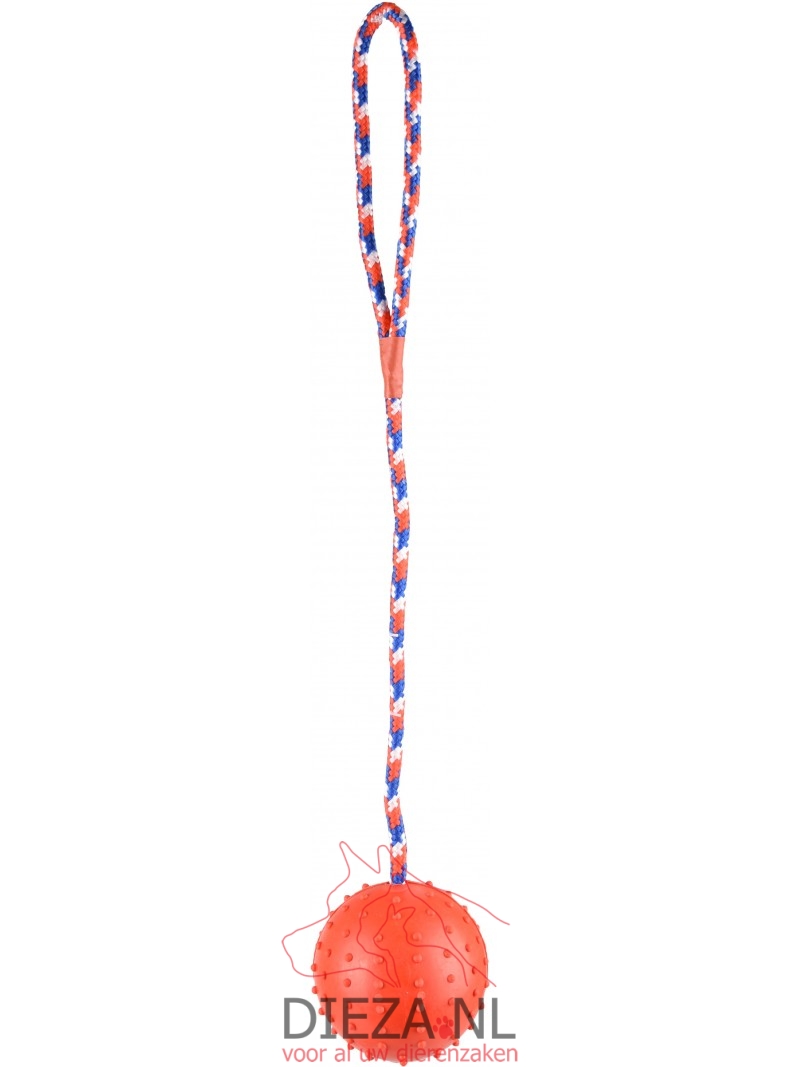 Flamingo rubber bal met bel en koord 7cm