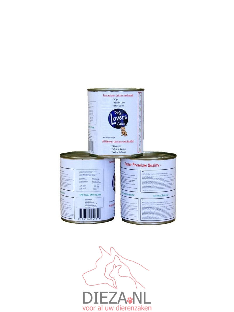 Dog lovers gold blik kip/lam/zalm 800gram