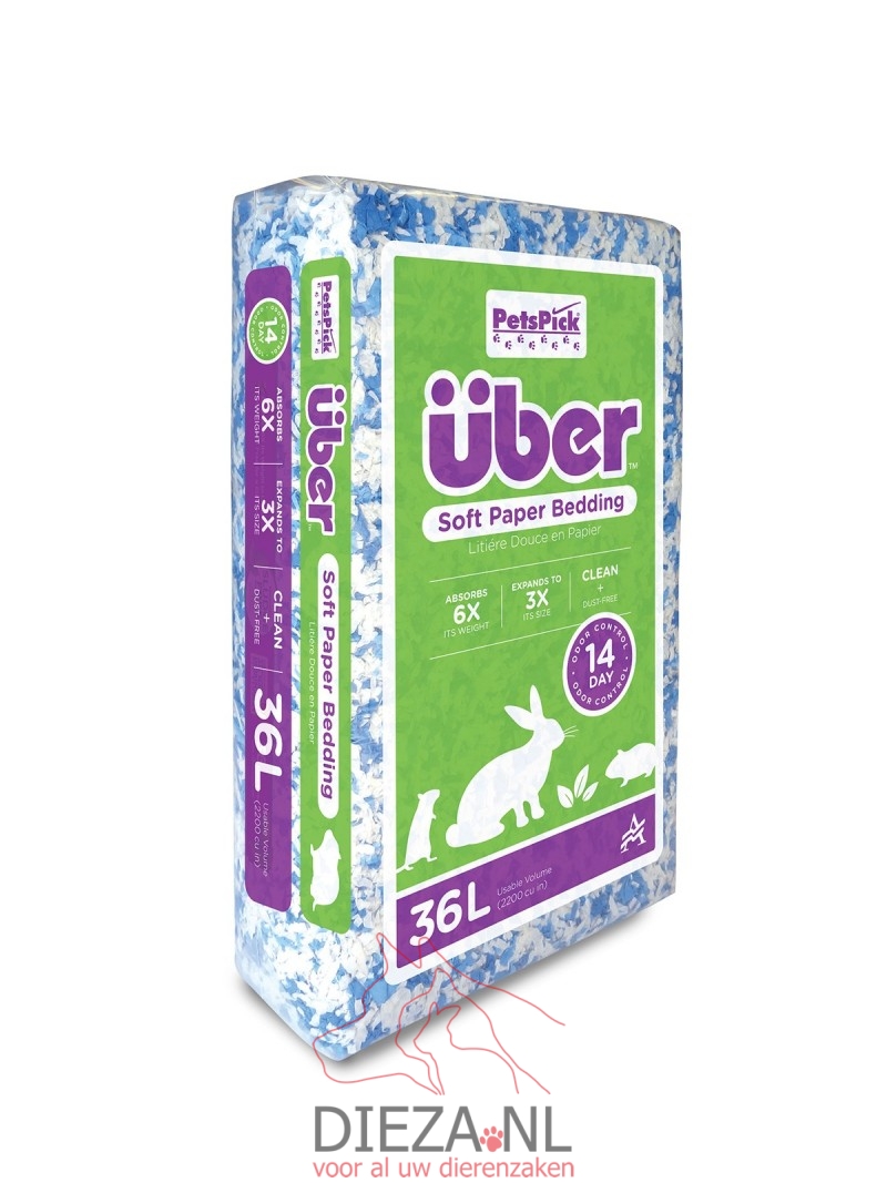 Uber paper bedding blauw/wit 36ltr