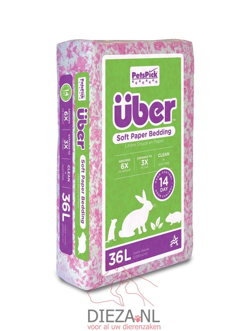 Uber paper bedding roze/wit 36ltr