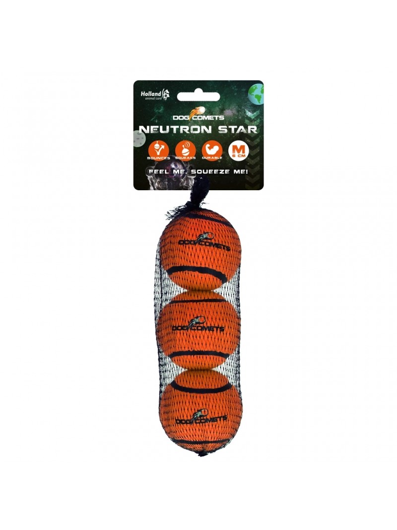 Dog comets tennisbal met piep 3 pack m orange