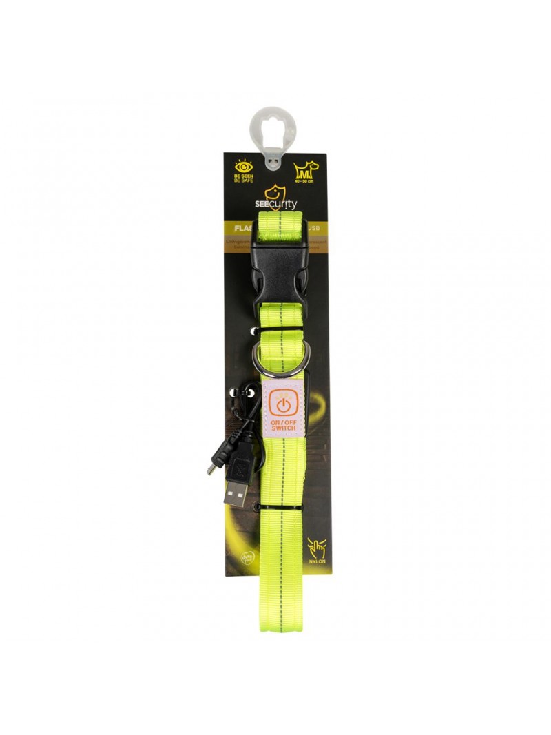 Duvoplus halsband nylon usb 30-40cm/2.5cm neon