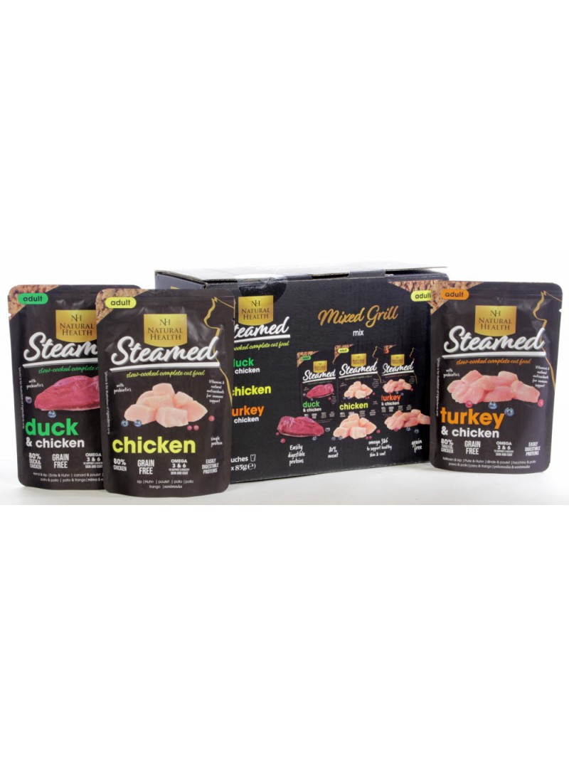 Natural health cat steamed mp mixed grill 12x85gr