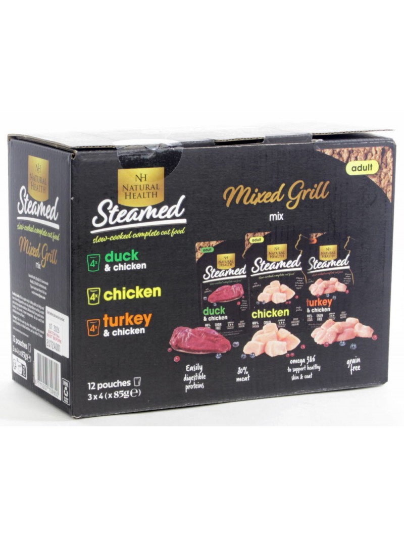 Natural health cat steamed mp mixed grill 12x85gr