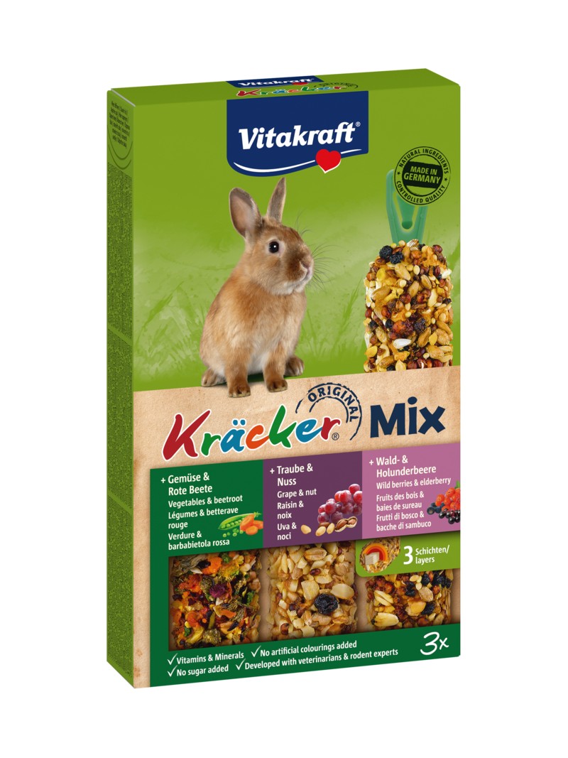 Vitakraft konijn kracker 3in1 groenten/noot/bes