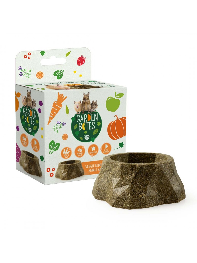 Garden bites veggie nibble eetkom bruin 8x8x3cm