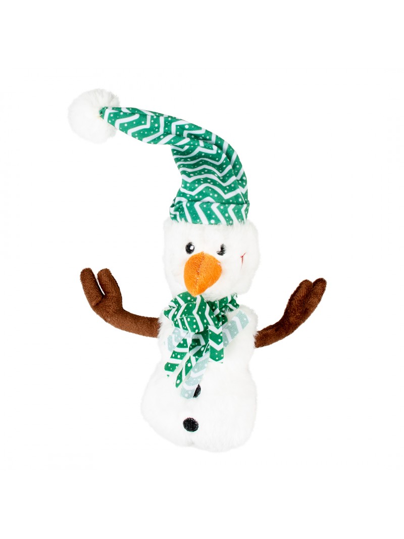 Xmas pluche sneeuwman leo 20x35x9cm meerkleurig