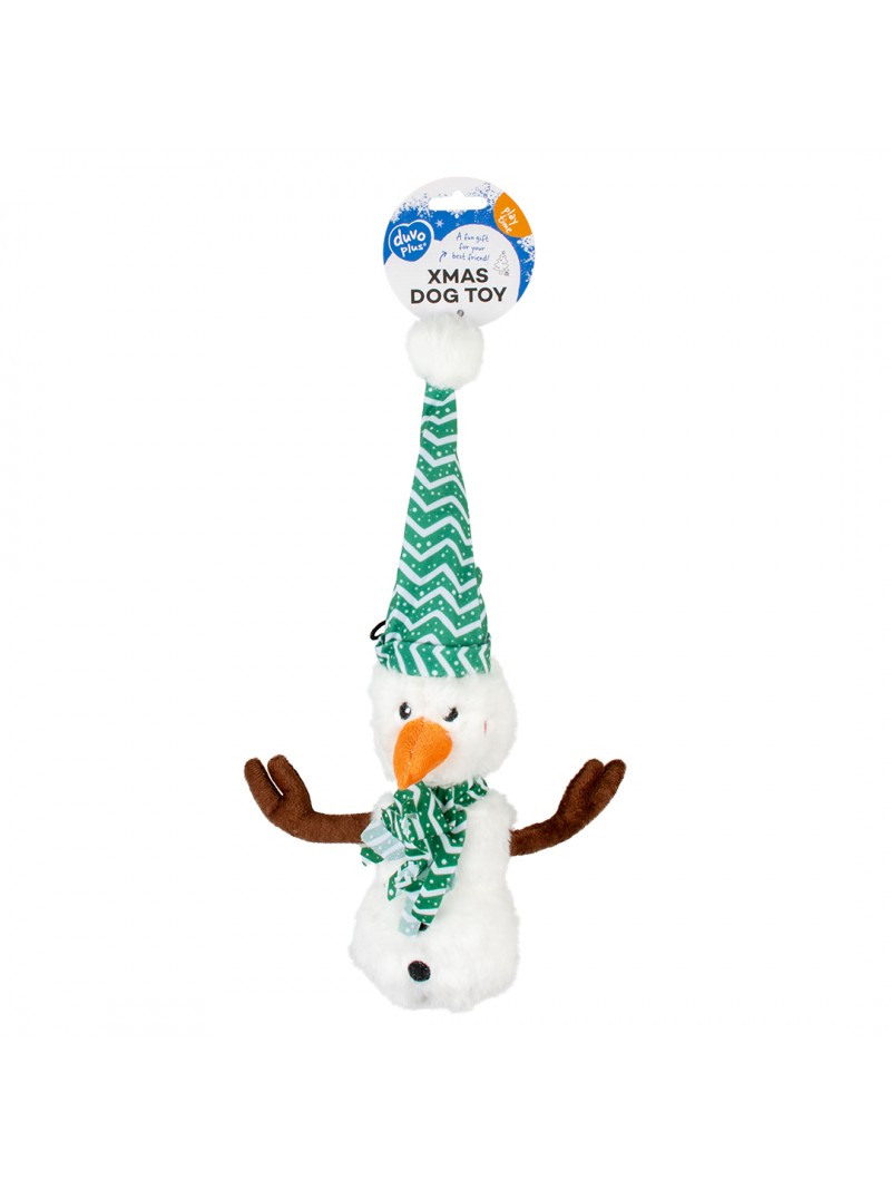 Xmas pluche sneeuwman leo 20x35x9cm meerkleurig