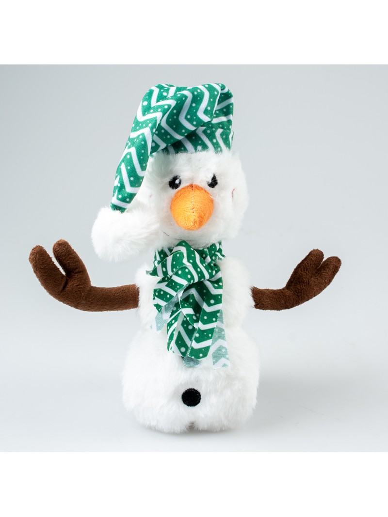 Xmas pluche sneeuwman leo 20x35x9cm meerkleurig